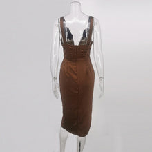 Load image into Gallery viewer, Satin Dress Women Strap Ruched Deep V Neck Corset Dress Backless Bodycon Off The Shoulder Sexy Party Elegant Evening Club Dress