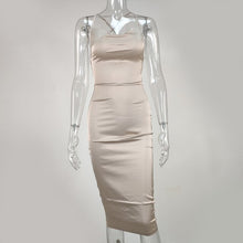 Load image into Gallery viewer, Satin Lace Up Summer Dress Women Bodycon Long Midi Vintage Backless Elegant Party Outfits Sexy Club Clothes Vestido Dresses Robe