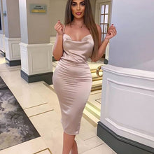 Load image into Gallery viewer, Satin Lace Up Summer Dress Women Bodycon Long Midi Vintage Backless Elegant Party Outfits Sexy Club Clothes Vestido Dresses Robe