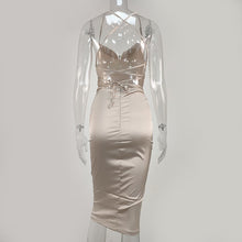 Load image into Gallery viewer, Satin Lace Up Summer Dress Women Bodycon Long Midi Vintage Backless Elegant Party Outfits Sexy Club Clothes Vestido Dresses Robe