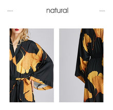 Load image into Gallery viewer, Satin Lingerie Bathrobe Femme Silk Robes for Women Long Gowns Printed Long Sleeve Sleepwear Sexy Terry Sheer Shower Robe