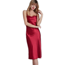 Load image into Gallery viewer, Satin Long Sleepwear Homewear Ladies Silk Night Dress Sexy Hot Erotic Spaghetti Strap Womens Nightgown Elegant Lingerie nighty