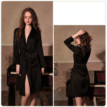 Load image into Gallery viewer, Satin Robe Female Intimate Lingerie Sleepwear Deep V Silk Evening Gowns for Women Kimono Bathrobe Gown Nightgown Sexy Nightwear
