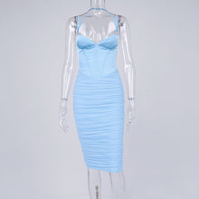 Load image into Gallery viewer, Satin Sexy Bodycon Dress for Women Elegant Midi Halter Patchwork Cut out Dress 2022 Summer Sleeveless Women Dress robe femme