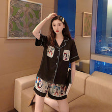 Load image into Gallery viewer, Satin Underwear  Pajamas Set Women Summer Long Sleeve Shorts Cute  Anime Pajamas Thin Section Out Home Clothes Two-Piece Set