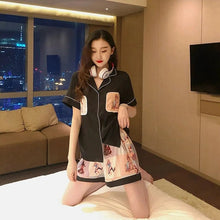 Load image into Gallery viewer, Satin Underwear  Pajamas Set Women Summer Long Sleeve Shorts Cute  Anime Pajamas Thin Section Out Home Clothes Two-Piece Set