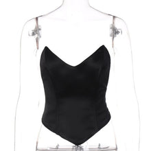 Load image into Gallery viewer, Satin Waistband Sexy V Neck Wrapped Chest Women Tank Tops Slim Halter Strapless Vest Y2k Patchwork Sleeveless Streetwear 2022