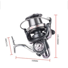 Load image into Gallery viewer, Fishing Reel Spinning Saltwater Full Metal Badge Reel Surfcasting Reel Carp Fishing 14+1bb Spinning Feeder 9000 12000
