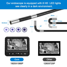 Load image into Gallery viewer, 6mm Lens 2 Way 180 Degree Articulating Industrial Endoscope 1080P Auto Car Repair Steering Borescope with 6 LED  4.3 &quot; IPS LCD