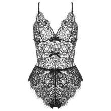 Load image into Gallery viewer, Seduction Pajama for Women Lace Bodysuit One Piece Lingerie Transparent Pajamas Sexy Lashes Lace Backless Bondage Jumpsuit