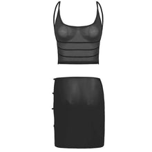 Load image into Gallery viewer, See-through Mesh Lingerie Set Womens Crop Top with Mini Skirt Sexy Suit Nightwear Hollow Out Strappy Swimsuit Beachwear Clubwear