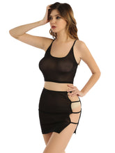 Load image into Gallery viewer, See-through Mesh Lingerie Set Womens Crop Top with Mini Skirt Sexy Suit Nightwear Hollow Out Strappy Swimsuit Beachwear Clubwear