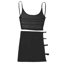 Load image into Gallery viewer, See-through Mesh Lingerie Set Womens Crop Top with Mini Skirt Sexy Suit Nightwear Hollow Out Strappy Swimsuit Beachwear Clubwear