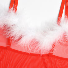 Load image into Gallery viewer, Sensual Lingerie Bodysuit with Fur Hat Women Christmas Red Erotic Lingerie Mesh Hollow Out Valentine&#39;s Day Sexy Erotic Costumes