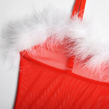 Load image into Gallery viewer, Sensual Lingerie Bodysuit with Fur Hat Women Christmas Red Erotic Lingerie Mesh Hollow Out Valentine&#39;s Day Sexy Erotic Costumes