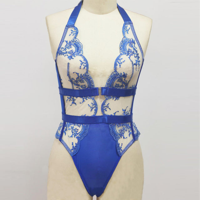 Sensual Lingerie Floral Embroidery Bodysuit Sexy Lingerie Bandage Lace Body Underwire Bra Summer Woman Mesh Erotic Costumes
