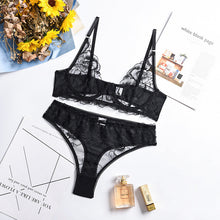 Load image into Gallery viewer, Sensual Lingerie Lace Underwear Set Floral Embroidery Perspective Exotic Bra and Brief Sets Ladies Sexy Intimate Erotic Suit