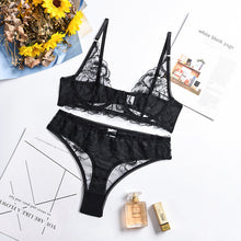 Load image into Gallery viewer, Sensual Lingerie Lace Underwear Set Floral Embroidery Perspective Exotic Bra and Brief Sets Ladies Sexy Intimate Erotic Suit