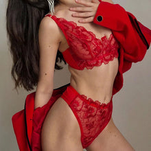 Load image into Gallery viewer, Sensual Lingerie Lace Underwear Set Floral Embroidery Perspective Exotic Bra and Brief Sets Ladies Sexy Intimate Erotic Suit