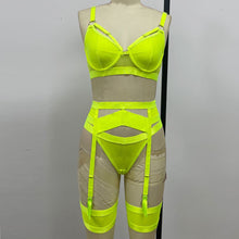 Load image into Gallery viewer, Sensual Lingerie Sexy Bra Women&#39;s Underwear Lace Bandage 4 Pieces Set Sexy Gather Bra with Garters See-Through Erotic Outfits
