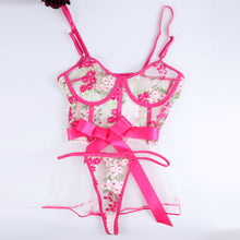 Load image into Gallery viewer, Sensual Lingerie Sexy Embroidery Sleepwear See-Through Hollow Out Bow Exotic Costumes Transparent Porn Lace Babydoll Exotic Sets