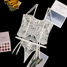 Load image into Gallery viewer, Sensual Lingerie Underwear Set Floral Embroidery Perspective Exotic Bra and Brief Sets Garter Sexy Lace Intimate Erotic Costumes