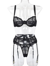 Load image into Gallery viewer, Sensual Lingerie Woman Short Kits Underwire Bra Push Up Underwear Valentine&#39;s Day Girl Transparent Lace 3 Piece Exotic Sets Lady