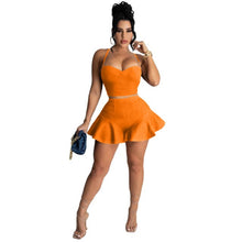 Load image into Gallery viewer, Sexy 2 Piece Set Women Summer Backless Crop Top Ruffles Shorts Suits Birthday Party Club Outfits for Women Matching Sets Elegant