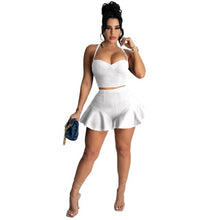 Load image into Gallery viewer, Sexy 2 Piece Set Women Summer Backless Crop Top Ruffles Shorts Suits Birthday Party Club Outfits for Women Matching Sets Elegant