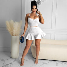 Load image into Gallery viewer, Sexy 2 Piece Set Women Summer Backless Crop Top Ruffles Shorts Suits Birthday Party Club Outfits for Women Matching Sets Elegant