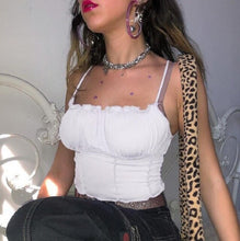 Load image into Gallery viewer, Sexy 2022 Summer Women Ruffles Tank Top Fashion Ladies Sleeveless Strapless Ruched Slim Crop Top Camisole Female Clothing Tanks