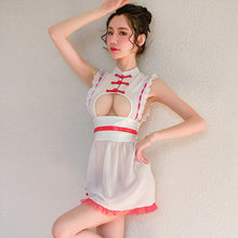 Load image into Gallery viewer, Sexy Allure Women Transparent Babydoll Erotic Party Dress White Cheongsam Uniforms Chinese Royal Underwear Role Play Costume