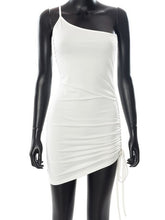 Load image into Gallery viewer, Sexy Asymmetric Shirring Patchwork Women Dress One Shoulder Low Cut Solid Color Sleeveless Pleated Dress Women 2022 Summer New