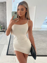 Load image into Gallery viewer, Sexy Asymmetric Shirring Patchwork Women Dress One Shoulder Low Cut Solid Color Sleeveless Pleated Dress Women 2022 Summer New