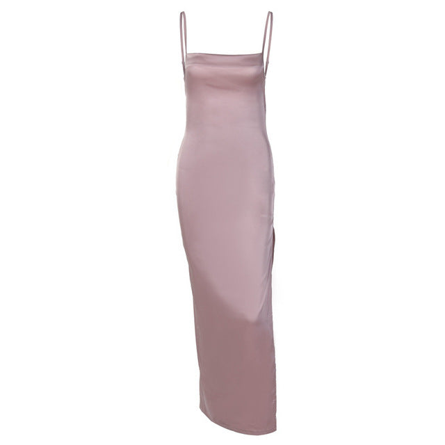 Sexy Backless Cutout Bandage Maxi Dress Club Party Outfits for Women Summer Sleeveless Pink Elegant Straps Prom Dresses Casual