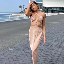 Load image into Gallery viewer, Sexy Backless Cutout Maxi Dress Club Party Outfits for Women Sleeveless Pink  Elegant Straps V neck Prom Dresses Casual Vestidos