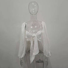 Load image into Gallery viewer, Sexy Backless Fashion Square Collar Cotton Women Shirts Batwing Sleeve Solid Crop Tops Women Tops And Blouses 2021