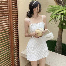 Load image into Gallery viewer, Sexy Backless Mini Dress Pearl Lattice Straps Summer Dress For Grils High Street Casual Korean Fashion Women dress