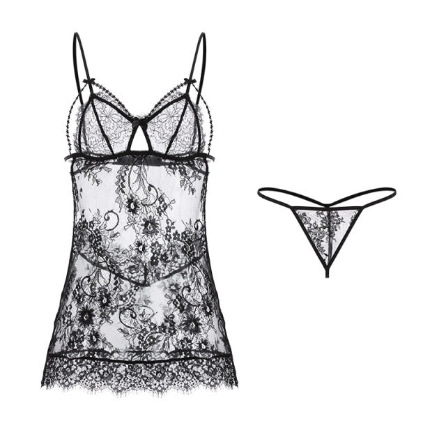 Sexy Backless Seductive Halter Pajamas Sheer Nightgown Sexy Costumes Exotic Lingerie Femme Sexy Slutty Clothes See Through