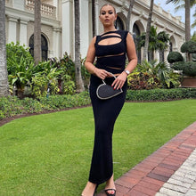 Load image into Gallery viewer, Sexy Balck Hollow Out Maxi Dress 2022 New Summer Women Elegant Classy Sleeveless Party Dress Fashion Cleavage Shaped Clubwear