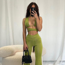 Load image into Gallery viewer, Sexy Bandage Backless Top and Pant Sets Sleeveless Solid Women&#39;s Sets Fashion Outfits Matching Set Flare Pants
