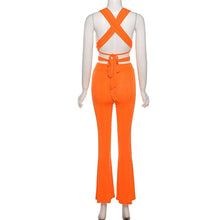 Load image into Gallery viewer, Sexy Bandage Backless Top and Pant Sets Sleeveless Solid Women&#39;s Sets Fashion Outfits Matching Set Flare Pants