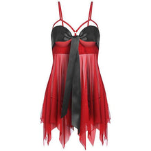 Load image into Gallery viewer, Sexy Bandage Hollow Patchwork Sling Nightdress Women Nightwear Temptation Backless Mesh Sleeping Dress Female Sleepwear Nighties