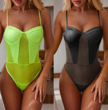 Load image into Gallery viewer, Sexy Bandage One Piece Swimsuit For Women Transparent Bodysuit Swimwear Female Monokini Transparent Purple White Maillot De Bain