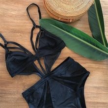 Load image into Gallery viewer, Sexy Bandage One Piece Swimsuit For Women Transparent Bodysuit Swimwear Female Monokini Transparent Purple White Maillot De Bain