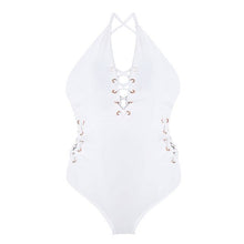 Load image into Gallery viewer, Sexy Bandage White One Piece Swimsuit Lady 2022 Monokini Solid Swimwear Women Swim Bath Suit