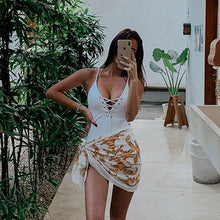 Load image into Gallery viewer, Sexy Bandage White One Piece Swimsuit Lady 2022 Monokini Solid Swimwear Women Swim Bath Suit