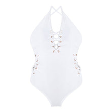 Load image into Gallery viewer, Sexy Bandage White One Piece Swimsuit Lady 2022 Monokini Solid Swimwear Women Swim Bath Suit
