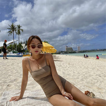 Load image into Gallery viewer, Sexy Bandeau One Piece Swimsuit Women Solid Swimwear Open Back Monokini Pleated Swim Suit Korea Bathing Suit Push Up Beachwear