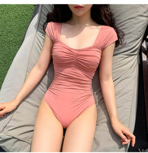 Load image into Gallery viewer, Sexy Bandeau One Piece Swimsuit Women Solid Swimwear Peated Monokini Push Up Swim Suit Pads Trikini Korea Bathing Suit Black